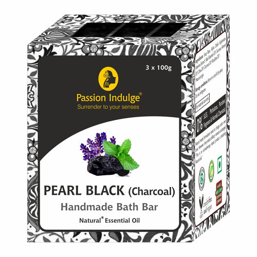 Passion Indulge Handmade Bath Bar Soap Pearl Black (Charcoal) Pack of 3