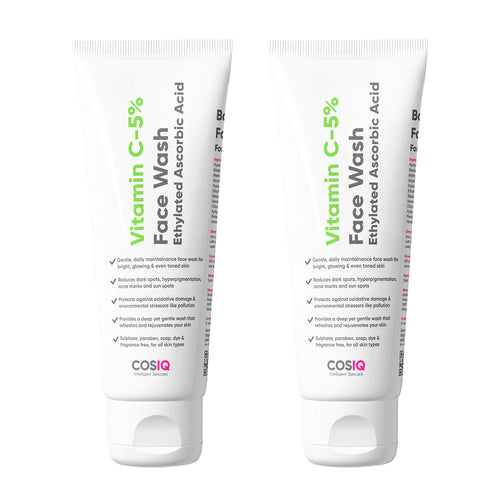 CosIQ Vitamin C-5% Brightening and Glow Face Wash, 100ml (Pack of 2)