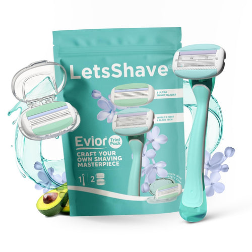 Letssshave Evior Trial Pack Razor for Women with All Our 2 Best Blades + 1 Handle, Pack of 3, Craft your own Shaving Masterpiece with Dual Moisture Bar & Micro Comb Guard Bar, Razor for full body