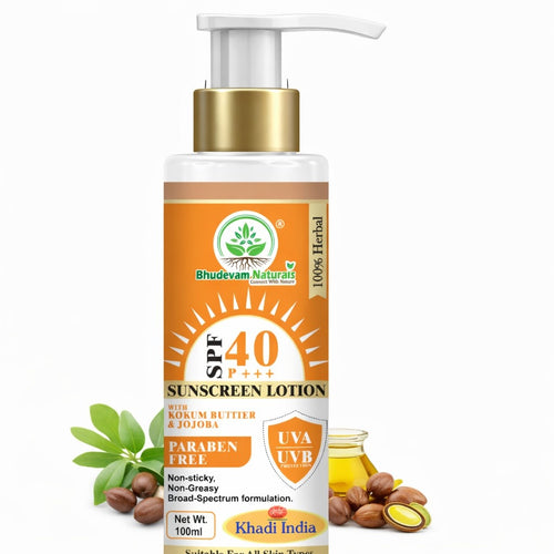 Bhudevam Naturals Khadi SPF 40 Sunblock Lotion for Face & Body | Broad Spectrum Daily Sunscreen for Men & Women 100ml - 1