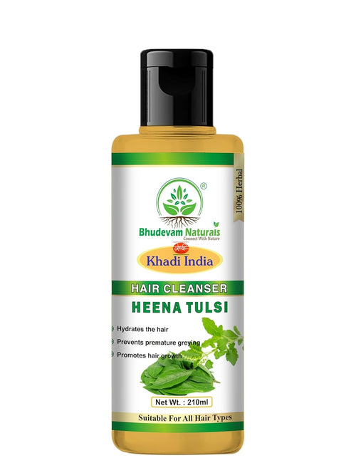 Bhudevam Naturals Khadi Henna & Tulsi Hair Shampoo for Scalp Care & Hair Fall Control - 1