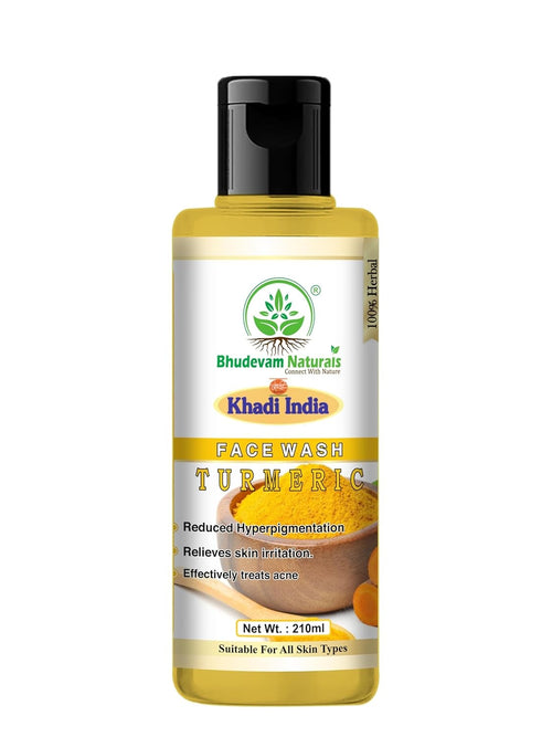 Bhudevam Naturals Khadi Turmeric Face Wash – Fights Acne, Reduces Pimples & Adds Radiance - 1