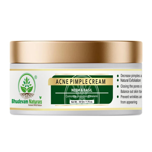 Bhudevam Naturals Khadi Acne Pimple Cream for Fast Acting Spot Treatment for Pimples, Acne & Breakouts 50gm - 1