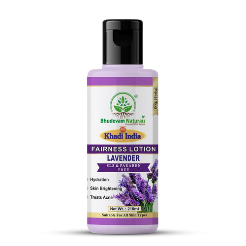 Bhudevam Naturals Khadi Lavender Fairness Lotion for Women & Men – Even Skin Tone & Radiant Glow Moisturizer 210ml - 1