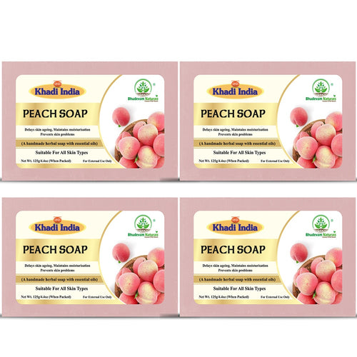 Bhudevam Naturals Khadi Handmade Peach Soap for Smooth & Radiant Skin 500gm - 1
