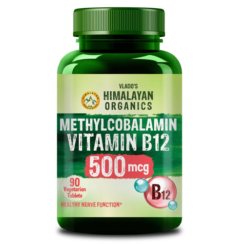 Vlado’s Himalayan Organics Vitamin B12 500mcg – Methylcobalamin Tablets for Energy, Brain, Heart & Nerve Health – 90 Veg Tablets