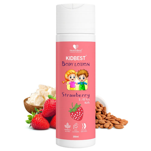 HealthBest Kids Strawberry Body Lotion for Summer Winter Care 200ml