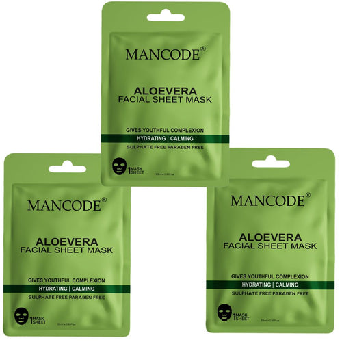 Mancode Aloevera Facial Sheet Mask 25ml Pack of 3
