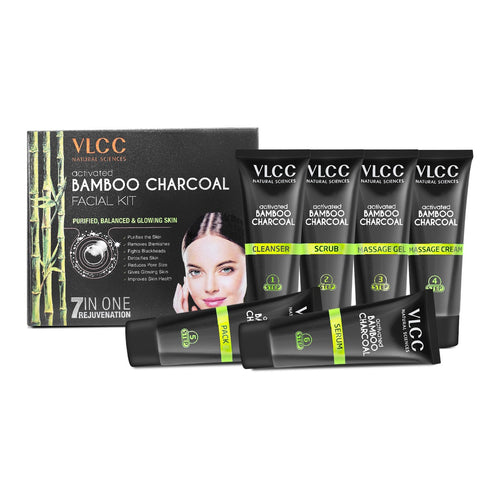 VLCC Activated Bamboo Charcoal Facial Kit For Purified, Balanced & Glowing Skin