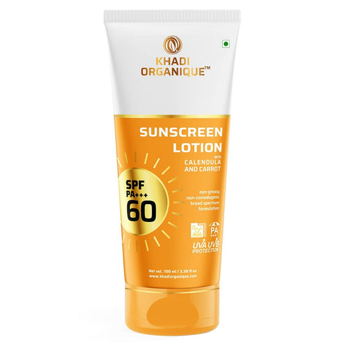 Khadi Organique Sunscreen Lotion With Calendula & Carrot SPF PA+++ 60 100 ml