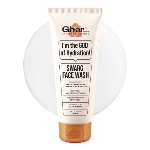 Ghar Soaps Swarg Face Wash | For soft and supple skin | With 16 Hyaluronic Acid Complex, Hydrolysed Milk Protein and Panthenol (Pro-Vitamin B5) | For All Skin Types 100ml - 1