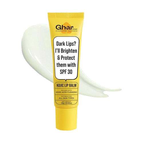 Ghar Soaps Ghar Soap Brightening kojic Lip Balm with SPF 30 | For Dark, Pigmented, Dry, Flaky Lip | SPF 30 for Sun Damage and Discoloration | Lip Balm for Glossy Buttery Soft Pink Lips| For Women & Men 12gm - 1