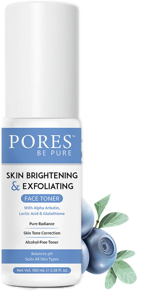 PORES Be Pure Skin Brightening & Exfoliating Face Toner With Alpha Arbutin, Lactic Acid & Glutathione 100 ml