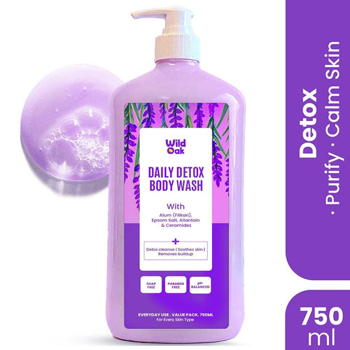 WildOak Fitkari & Epsom Salt Body Wash | 750 ml Value Pack