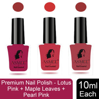 Asmee Premium Nail Polish Lotus Pink | Maple Leaves | Pearl Pink
