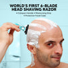 LetsShave Pro Compact Head Shaving Razor for Men – 6-Blade Razor with Pivot Head, Moisturizing Strip & Anti-Slip Grip | 1 Handle + 2 Blades with Travel Case
