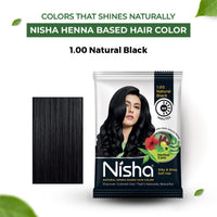 Nisha Henna Based Hair Colour Natural Black 25 g x 10 Packs