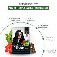 Nisha Henna Based Hair Colour Natural Black 25 g x 10 Packs