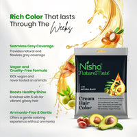 Nisha Naturemate Cream Hair Colour Natural Black 30 ml x 10 Packs