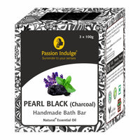 Passion Indulge Handmade Bath Bar Soap Pearl Black (Charcoal) Pack of 3