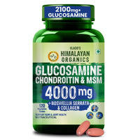 Vlado’s Himalayan Organics Glucosamine Chondroitin MSM Tablets | Cartilage & Joint Support Supplement | Glucosamine for Joint Relieves Pain and Stiffness | Added Collagen peptides, Curcuma, Vitamin D & Boswellia - Pure Veg Formula - 120 Vegetarian Tablets