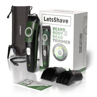 LetsShave Beard Body & Head Trimmer for Men with 2 Combs, 38th Length, 90 Min Runtime, Rechargeable & Waterproof, Full Body Trimmer, Suitable for Beard, Body and Head