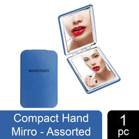 Majestique Leatherette Texture Compact Hand Mirror Assorted 1 Piece