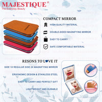 Majestique Leatherette Texture Compact Hand Mirror Assorted 1 Piece