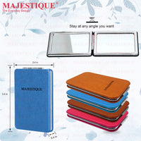 Majestique Leatherette Texture Compact Hand Mirror Assorted 1 Piece