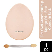 Majestique Flat Oval Makeup Sponge With Dual Side Sponge Stick 1 Piece