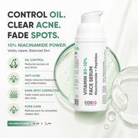 CosIQ Niacinamide Vitamin B3-10% Face Serum, 30ml (Pack of 2)