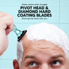 LetsShave Pro Compact Head Shaving Razor for Men – 6-Blade Razor with Pivot Head, Moisturizing Strip & Anti-Slip Grip | 1 Handle + 2 Blades with Travel Case