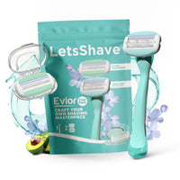 Letssshave Evior Trial Pack Razor for Women with All Our 2 Best Blades + 1 Handle, Pack of 3, Craft your own Shaving Masterpiece with Dual Moisture Bar & Micro Comb Guard Bar, Razor for full body