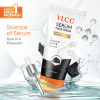 VLCC Bright Glow Serum Face Wash with Vitamin C Serum & Charcoal