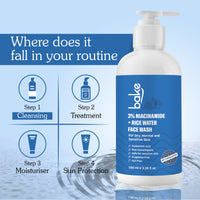 BAKE 3% Niacinamide Face Wash with Rice Water for Acne Marks, Scars &  Spots-100ml