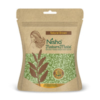 Nisha Hair Colour for Women Natural Brown 100% Henna-Based Powder Long-Lasting Herbal Formula Ammonia-Free 45g Zipper Pouch