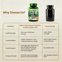 Vladoâ€™s Himalayan Organics Coenzyme Q10 | CoQ10 Supplement 300mg 30 Capsules