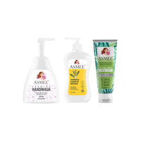 Asmee Lemongrass & Jojoba oil Body Wash+Natural Fresh Face Wash+Orchid Foaming Hand Wash