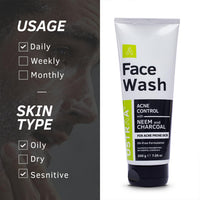 Ustraa Face Wash Acne Control With Neem & Charcoal 200 gm