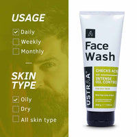 Ustraa Face Wash For Oily Skin With Key Lime And Basil 200 gm