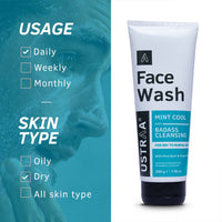 Ustraa Face Wash Mint Cool For Dry To Normal Skin 200 gm