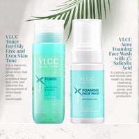 VLCC Acnex Face Wash With 2% Salicylic Acid + Toner For Oil Free Skin Tone| 1% Aha & 2% Bha For Clear & Smooth Skin