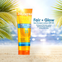 VLCC Fair+ Glow Sunscreen Lotion Spf 20 Pa ++ With Ashwagandha, Niacinamide, Vitamin E & Cocoa Seed Butter 125 gm