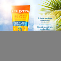 VLCC Fair+ Glow Sunscreen Lotion Spf 20 Pa ++ With Ashwagandha, Niacinamide, Vitamin E & Cocoa Seed Butter 125 gm