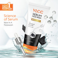 VLCC Serum Facewash With Vitamin C Serum & Charcoal For Oil Control & Bright Glow Dermatologically Tested 100 ml