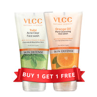 VLCC Tulsi Acne Clear Face Wash with FREE Orange Oil Pore Cleansing Face Wash Buy One Get One 150 ml 300 ml
