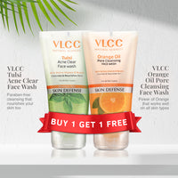 VLCC Tulsi Acne Clear Face Wash with FREE Orange Oil Pore Cleansing Face Wash Buy One Get One 150 ml 300 ml