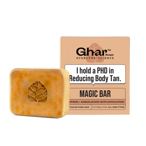Ghar Soaps Magic Bar Sandal Wood And Saffron for DeTan and Glowing Brightening Skin