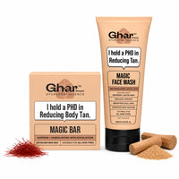 Ghar Soaps Magic De-Tan Face Wash & Sandalwood Saffron Bath Soap with Sandalwood, Saffron & Glutathione for Tan Removal & Brightening, Handmade, Paraben-Free, Men & Women, 200g