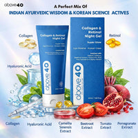 Above 40 Retinol Night Cream – Korean Anti Aging Lightweight Gel Cream for Fine Lines & Wrinkles with Retinol & Collagen | Women & Men 50 gm